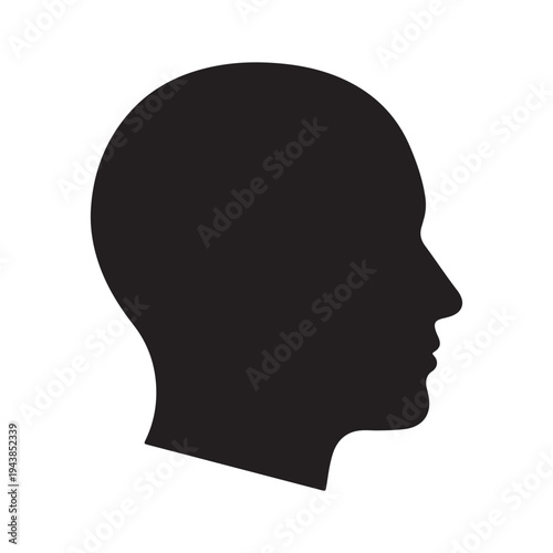 sinusitis emblem, black silhouette
 on white background illustration.