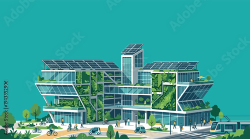 Sustainable Urban Future with Green Architecture and People Cycling