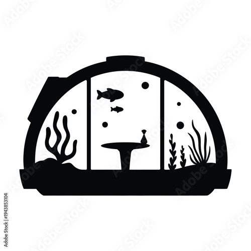 Underwater pod room Vector, Silhouette, Illustration