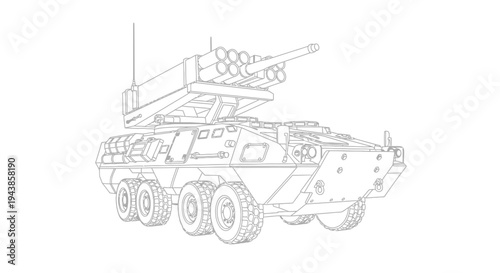 Modern Armored Vehicle with Rocket Launcher - Military Technology Illustration