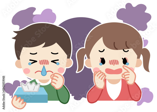 鼻水や目のかゆみがあるこどもたち