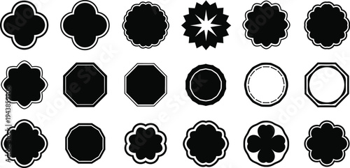 Arabic geometric badge shapes, frames, labels, or decorative arch designs