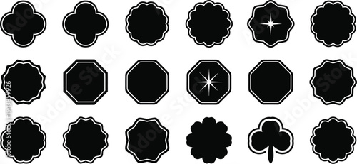 Arabic geometric badge shapes, frames, labels, or decorative arch designs