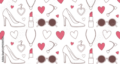 Set of fashion icons vector, beauty and accessories