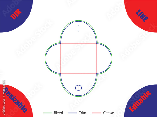 Business card template with bleed trim and crease lines