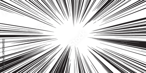 Black and white comic book speed lines emanating from center