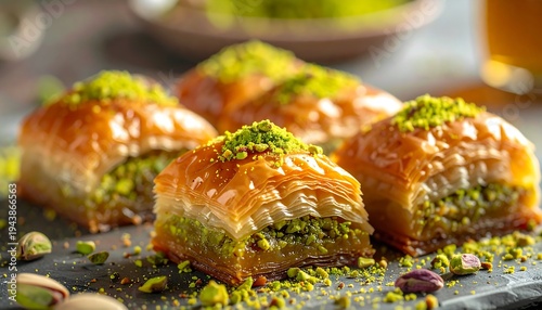 Delicious Baklava - A Sweet and Nutty Delight, Close-Up.