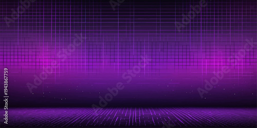 A futuristic purple abstract background features glowing violet lines and a shiny dark texture to create a bright motion pattern for a high-tech wallpaper design