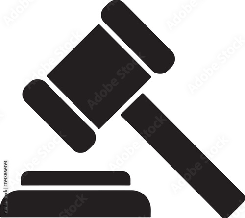 Hammer icon vector black and white silhouette. Tool symbol isolated on background