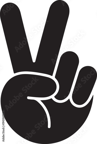 Hand gesture V sign for victory or peace flat vector icon for apps and websites