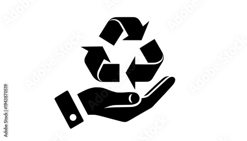 hand with recycle symbol