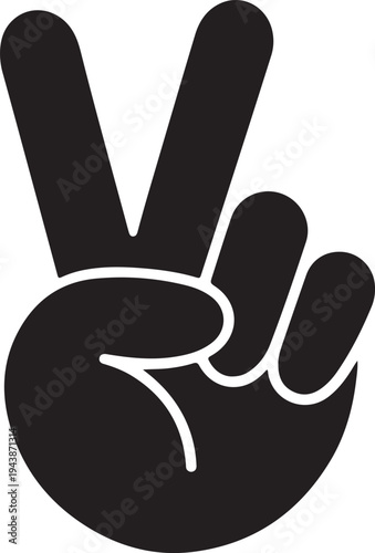 Hand gesture V sign for victory or peace flat vector icon for apps and websites