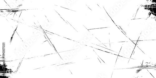 Grunge black ink scratch texture on white background delicate scratches and light distressed textures weathered appearance, ideal for adding organic depth.