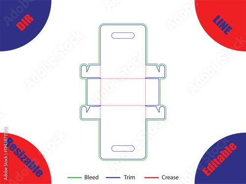 Diagram of a folded brochure with bleed trim and crease lines 1