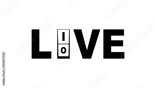 love an live inscription, black isolated silhouette