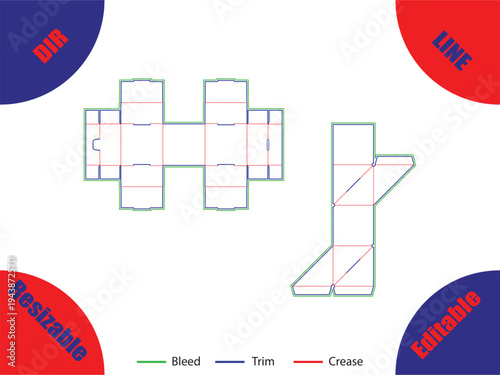 Diagram of a folded brochure with bleed trim and crease lines 2