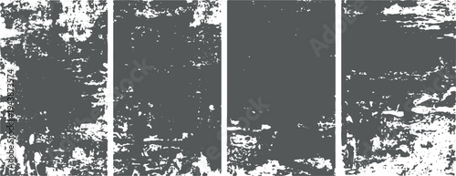 Four panels of abstract grey and white distressed textures