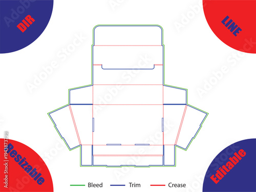 Diagram of a folded brochure with bleed trim and crease lines 3