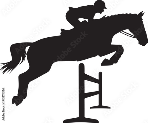 Horse jumping over obstacles