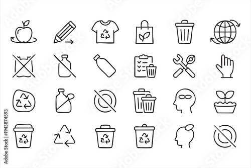 Eco Friendly Recycling And Waste Reduction Vector Icons With Sustainability And Environmental Symbols