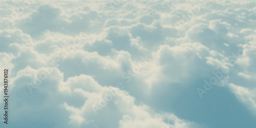 Fotografi retro sky pattern on old paper background. raster vintage clouds