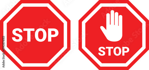 Stop sign hand prohibition warning symbol traffic control safety