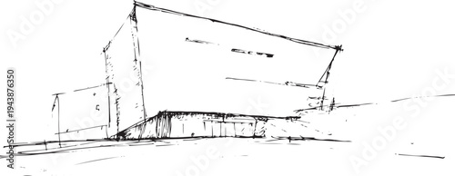 Of a modern angular building with sharp lines architecture