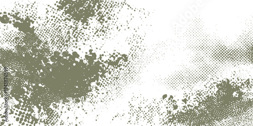 Olive green abstract halftone pattern with scattered dots