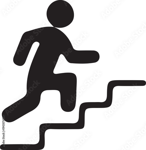 Person Climbing Stairs Glyph Black Icon