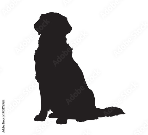 Elegant sitting dog silhouette, a loyal canine companion, showcasing the graceful outline of a beloved pet, perfect for various design projects and animal themes and concepts