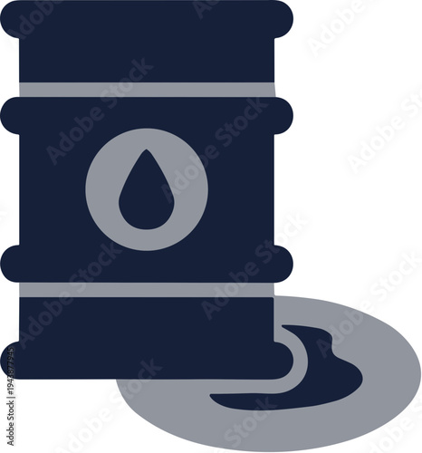 Flat Illustration Crude Oil Barrel Spill Environmental Disaster Icon