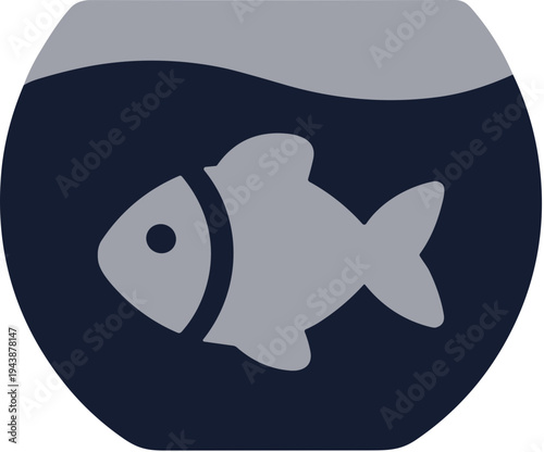 Simple Flat Fish Illustration in a Bowl Aquatic Home Graphic