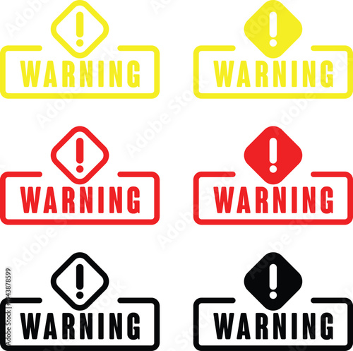 Warning sign vector flat sign