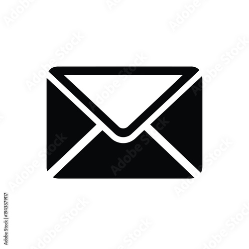 Black and white icon of a sealed envelope for mailing purposes