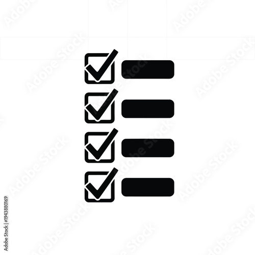 Black and white checklist with four completed tasks and horizontal bars