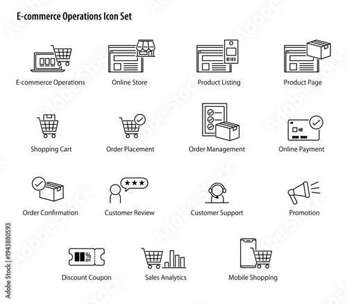 E-commerce Operations Icon Set. / EC運営のためのシンプルなベクターアイコンセット。