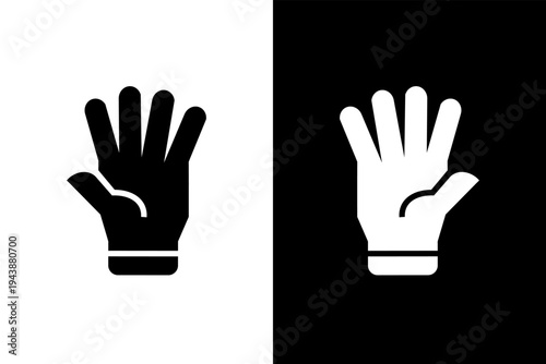 five finger hand gesture icon, black and wahite concept flat outline vector design