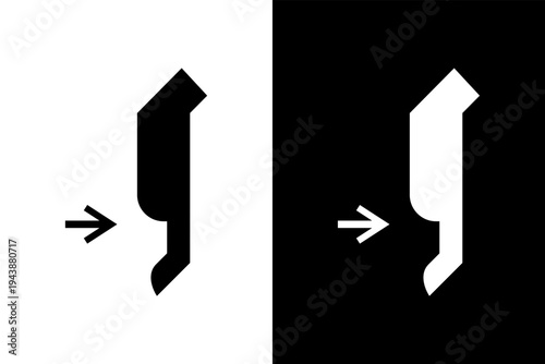 pull hand gesture icon, black and wahite concept flat outline vector design
