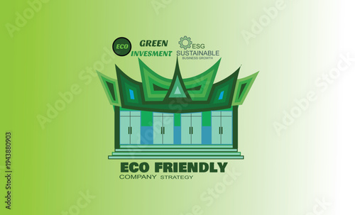 ESG Sustainable Business Growth Concept with Green Corporate Building and Financial Chart