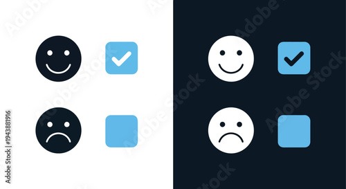 Emotion face icons set vector blue mood - Glyph solid icon - Editable modern style icon - Modern style icon - Blue icon set