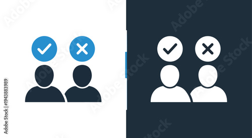 Approval rejection icons set vector flat design - Glyph solid icon - Editable modern style icon - Modern style icon - Blue icon set