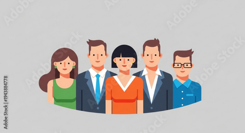 Diverse group of business professionals standing together in a team collaboration and unity concept with various people