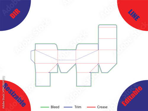 Diagram of a folded brochure with bleed trim and crease lines 15