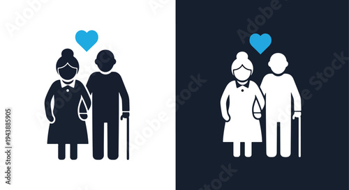 Family love icons set vector illustration flat design - Glyph solid icon - Editable modern style icon - Modern style icon - Blue icon set