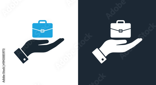 Hand holding luggage icon set vector travel - Line and glyph solid icon and logo templete - Blue icon set - Minimalist, flat icon