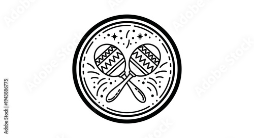 Black and white maracas illustration.