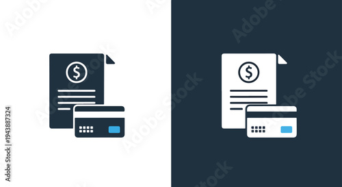 Finance Payment Icon Set Vector Blue Modern - Line and glyph solid icon and logo templete - Blue icon set - Minimalist, flat icon