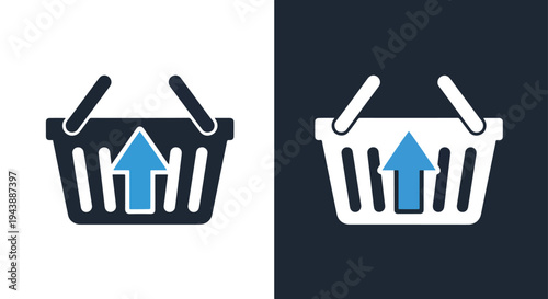 Shopping basket icon set vector blue home - Glyph solid icon - Editable modern style icon - Modern style icon - Blue icon set