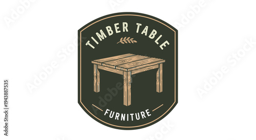 Wooden furniture timber table logo.