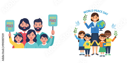 World peace day celebration with families and children